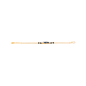 Handcrafted 14K Yellow <b>Gold</b> Evil Eye Women's <b>Bracelet</b> with Adjustable Chain Black <b>Beads</b> and Lab Grown Diamond Charm - Product Image 2