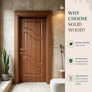Puerta Decorativa Interior de Madera Sólida GA-26S, Diseño Ondulado, para Interiores de Apartamentos y Villas, Calidad de Exportación - Product Image 4