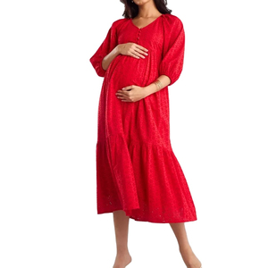 Vestido Largo Maxi Ecológico con Estampado Personalizado, Ropa de Maternidad para Mujer, Prendas de Embarazo, Lactancia - Product Image 1