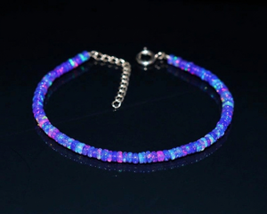 Factory <b>Direct</b> <b>Beads</b> Boho Chic 4mm Natural Lavender Fire Opal Bracelet Handmade Gemstone <b>Beads</b> Perfect Stacking Piece - Product Image 2