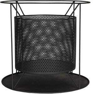 Metal Fire Pit with Spark Screen, Black, Perforated Design, Round Outdoor Fire Bowl with Stand A1 - Product Image 2