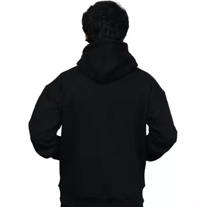 Sweat à capuche pour homme en coton 100% lourd avec impression en relief, noir pur, streetwear décontracté, pull-over en molleton doux de qualité supérieure, coupe ample - Product Image 5