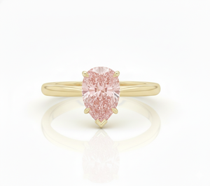 Bague en or jaune 18 carats plaqué or, diamant de laboratoire rose fantaisie taille poire, certifié IGI, solitaire moderne, cadeau de fiançailles et de mariage pour femme - Product Image 3