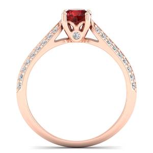 Anillo de Plata de Ley 925 con Granate de Corte Redondo de 0.5 Quilates, Venta Directa de Fábrica REYES, Certificado GRA, Joyería Fina con Moissanita - Product Image 4