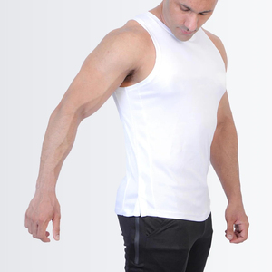 <b>Men's</b> <b>White</b> O-Neck Tank Top Solid Knitted Breathable Casual <b>Vest</b> 100% Polyester - Product Image 2