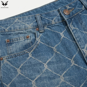 Two Tone Color Block Straight Casual Denim Shorts Men Latest Style Mid Waist Contrast Stitching Trendy Summer Bottoms - Product Image 6