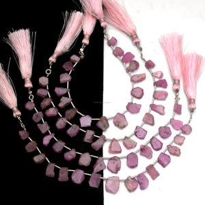 Premium Super Natural Pink Sapphire 6 pulgadas 7X12 MM Cuentas de piedras preciosas Strand Smooth Slice Shape para la fabricación de joyas - Product Image 2