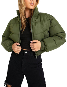 New Arrival Hot Selling Customized Women Winter Waterproof Puffer <b>Coat</b> Down <b>Bubble</b> <b>Coat</b> Patchwork Thick Cropped Puffer Jackets - Product Image 5