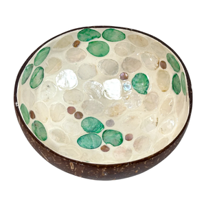 Tazón para Servir de Coco Natural con Incrustaciones de Concha Brillante - Utensilios de Cocina Ecológicos de Lujo - Product Image 1