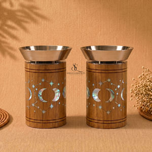 Decorative MOP Inlay Bakhoor Incense Burner Metal Top For Ramadan Eid Gift <b>Wooden</b> Cylinder Mabkhara Luxury Home Decor Censer - Product Image 6