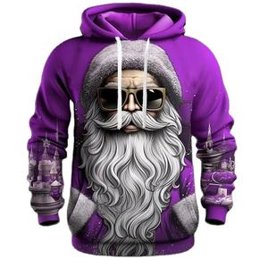 2024 nueva llegada gran oferta sudaderas con capucha de Navidad Sudadera con capucha Santa Claus tela de algodón de manga larga - Product Image 5