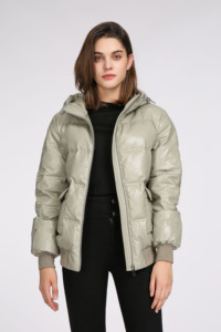 Chaqueta Corta Acolchada de Plumón para Mujer, Casual, con Lentejuelas y Encaje, con Cierre, Impermeable, Ecológica, de Poliéster Tejido, para Invierno - Product Image 4