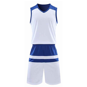 Conjunto de Camiseta de Baloncesto para Hombre, Blanca y Azul, Cuello en V, Sin Mangas, Absorbe la Humedad, Sublimada, Corte Regular, Ropa Deportiva para Adultos - Product Image 1
