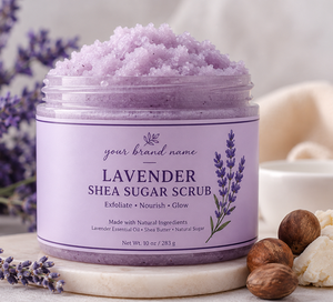 High Quality Lavender Shea Sugar <b>Scrub</b> Wholesale Herbal <b>Body</b> Exfoliator with Shea Butter for Skin Brightening Dead Skin Removal - Product Image 1