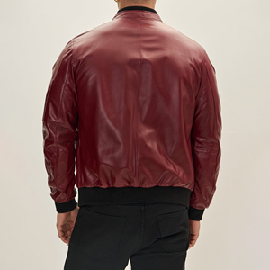 เสื้อแจ็คเก็ตหนังแท้ทรงบอมเบอร์สำหรับผู้ชาย เสื้อผ้าลำลอง แจ็คเก็ตหนังแฟชั่น แจ็คเก็ตบอมเบอร์สำหรับขี่มอเตอร์ไซค์ เสื้อแจ็คเก็ตหนังผู้ชาย - Product Image 2