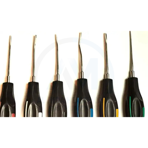 Al Mida Healthcare Ensemble d'élévateurs dentaires luxateurs de racines 6 pièces, manuel, manche noir, instruments chirurgicaux certifiés CE Classe I - Product Image 2
