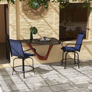 Set di 2 Sgabelli da Bar Blu Navy per Esterni, Girevoli a 360°, per Feste in Terrazza e Altezza Bar - Product Image 2