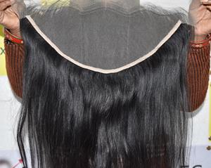 Extensions de cheveux humains indiens vierges naturels 13*4 cheveux à tissage de couleur noire soyeuse à double trame - Product Image 1