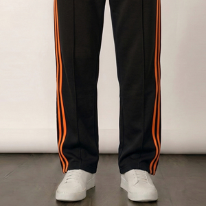 Pantalon de survêtement pour homme en coton noir à 100% avec bandes latérales orange, taille à cordon de serrage, pantalon de survêtement à jambes larges, pantalon en molleton pour homme, hiver - Product Image 6