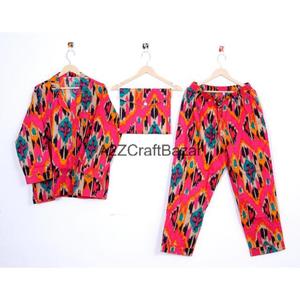 Conjunto de Pijama Informal para Mujer, 100% Algodón Puro, Hecho a Mano, Estampado Floral, Lujoso, Romántico, Suave, Cintura Elástica, Secado Rápido - Product Image 5