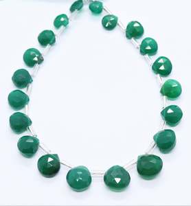 Ónix verde natural facetado en forma de corazón, briolette de 7-9 mm, cuentas de ónix verde en forma de corazón de 7 pulgadas, cuentas de piedras preciosas sueltas para la fabricación de joyería. - Product Image 5