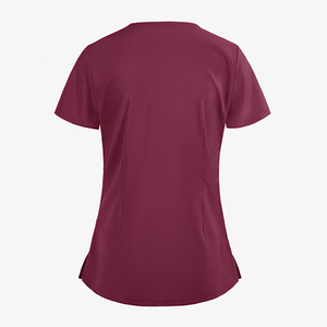 Uniformes Médicos para Mujer al por Mayor, Manga Corta, Múltiples Bolsillos, Cuello en V, 72% Poliéster/21% Rayón/7% Elastano, Tela de Rizo, para Hospital - Product Image 3