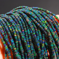Perles rondes lisses en opale éthiopienne noire AAA, 3-5 mm, brins de 16 pouces, pierres précieuses naturelles pour la fabrication de bijoux, prix de gros