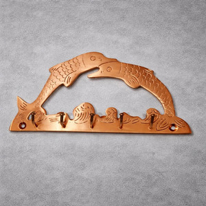 SHUBHAM Handmade Brass Double Fish <b>Key</b> Holder Wall Mounted Fish <b>Key</b> Rack Decorative Brass <b>Key</b> <b>Hanger</b> Home Entrance Organizer - Product Image 5
