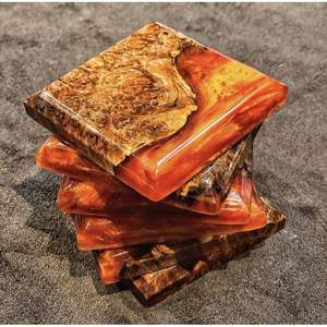 แผ่นรองแก้วไม้ลายธรรมชาติและเรซิ่น ดีไซน์เฉพาะตัว - Product Image 4