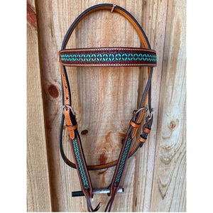 Ensemble de têtière et de collier de poitrail en cuir de qualité supérieure pour chevaux, en gros - Product Image 2