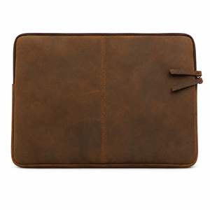 Housse pour ordinateur portable en cuir véritable pour hommes et femmes, étui pour ordinateur portable avec fermeture éclair, housse de protection pour les voyages d'affaires - Product Image 1