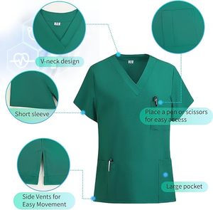 Uniforme Médico Unisex, Conjunto de Uniforme Médico, Parte Superior y Pantalones Tipo Jogger con Múltiples Bolsillos, Cintura Elástica - Product Image 3