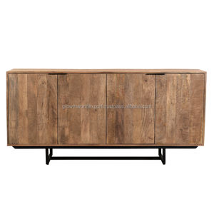 Best 2025 Quality Industrial Wooden <b>Sideboard</b> With 4 Wooden Door And With iron Stand <b>Sideboard</b> Handmade Living Room Furniture - Product Image 1
