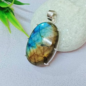 Colgante de Labradorita, Plata de Ley 925, Hecho a Mano, Gema Natural de Fuego Azul, Collar para Mujer, Regalo, Joyería - Product Image 4