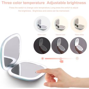 Specchio da Viaggio LED Compatto da 4 Pollici con Ingrandimento 1X/10X, Illuminazione Bifacciale Dimmerabile, Porta di Ricarica USB - Product Image 5