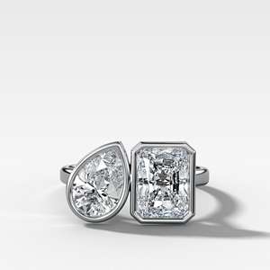 Wholesale 14k 18k Gold Radiant Pear Lab Grown Diamond Toi Et Moi Engagement <b>Ring</b> 5.00carat <b>Two</b> <b>Stone</b> Bezel Set Band Manufacturer - Product Image 5