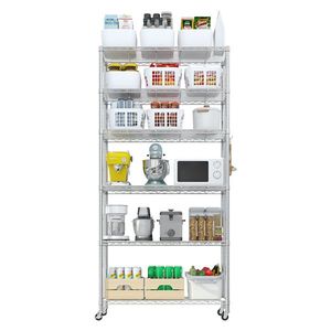 Heavy Duty 78.74 H <b>Wire</b> Shelving Unit with Wheels 1200LBS NSF Metal Storage <b>Shelves</b> Adjustable for Garage Storage - Product Image 2