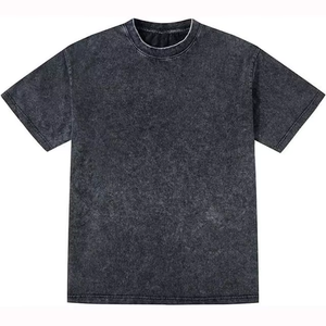 เสื้อยืดคอกลมทรงหลวม แบรนด์ใหม่สำหรับผู้ชาย ผ้าเจอร์ซีย์คอตตอน 100% หนา 250GSM ทรงดรอปไหล่ ล้างสีแบบแอซิดวอช รับสกรีนโลโก้ เสื้อผ้าสไตล์วินเทจสำหรับผู้ชาย - Product Image 3