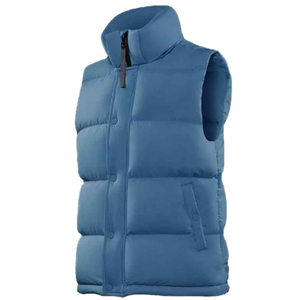 Chaleco de lana azul sin mangas para hombre, cuello alto, cremallera frontal, chaqueta acolchada informal ecológica, ajuste regular, poliéster, color liso - Product Image 1