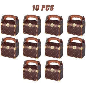 Lot de 10 boîtes à friandises et cadeaux, design coffre au trésor pirate, avec 2 types de poignées, pour fêtes sur le thème des pirates - Product Image 1