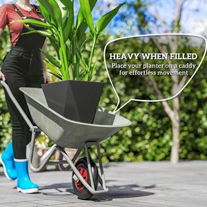 Set di 3 nero alto fioriere all'aperto vasi di fiori impilabili con drenaggio per giardino Patio arredamento balcone - Product Image 4