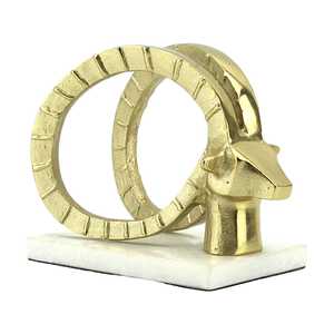 Jaffs Exports 14.5cm H X 10.5cm W X 18.5cm L Aluminium Ram Head Sculpture Contemporary Animal Figurine Tabletop Decor Living - Product Image 1