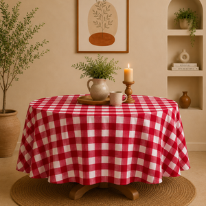 Cotton Round <b>Tablecloth</b> for Enhanced Dining Experience Wedding Decor Table Cover Boho Custom Sizes Tablecover - Product Image 1