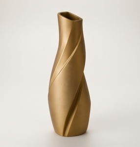 Vase à fleurs en métal doré de style nordique minimaliste, surface spirale sculptée artisanale, pièce maîtresse pour la décoration intérieure moderne, fournisseur - Product Image 4