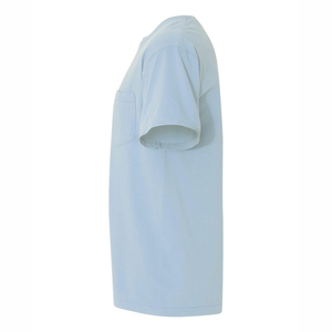 เสื้อยืดคอกลมแขนสั้นสีฟ้าอ่อนสำหรับผู้ชาย ทรงปกติ สีพื้น ผ้าเจอร์ซีย์คอตตอนลำลอง โลโก้ด้านหน้า ผ้าถัก ป้องกันการเป็นขุย น้ำหนัก 220 กรัม - Product Image 1