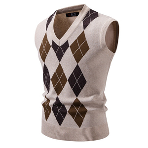 Men's Knitted <b>Argyle</b> Sleeveless Vest V-Neck <b>Sweater</b> Autumn Wear 100% Acrylic Standard Thickness - Product Image 6