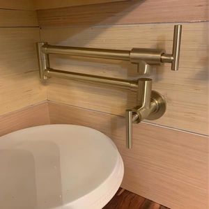 ก๊อกน้ำทองเหลืองติดผนังแบบพับได้ พร้อมแขนหมุนสองทิศทาง; ก๊อกเติมน้ำสำหรับใช้ในครัว - Product Image 6