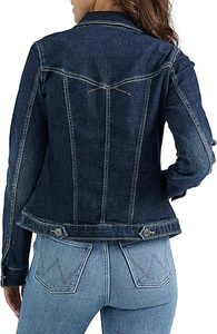 Chaqueta vaquera elástica de manga larga azul oscuro para mujer, estilo coreano, transpirable, con botones, para invierno y otoño - Product Image 2