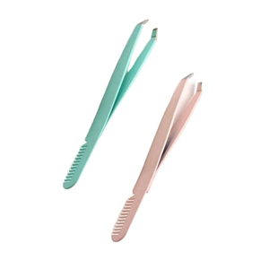 Pinzas para Cejas de Acero Inoxidable OEM con Punta Inclinada, Color y Logotipo Personalizados, Diseño de Garra Arqueada con Peine, Herramienta de Belleza y Cuidado Personal - Product Image 1