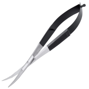 Ciseaux à sourcils professionnels en acier inoxydable courbé avec logo personnalisé HARBOR INDUSTRY, outil de maquillage pour droitiers, manche noir - Product Image 2